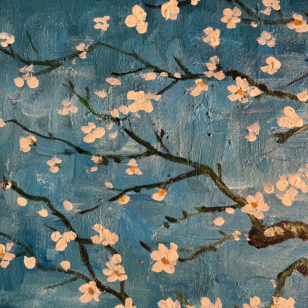 ★秀作★ 手書き油絵 ゴッホ 花咲くアーモンドの枝 額付 絵画 インテリア 油彩