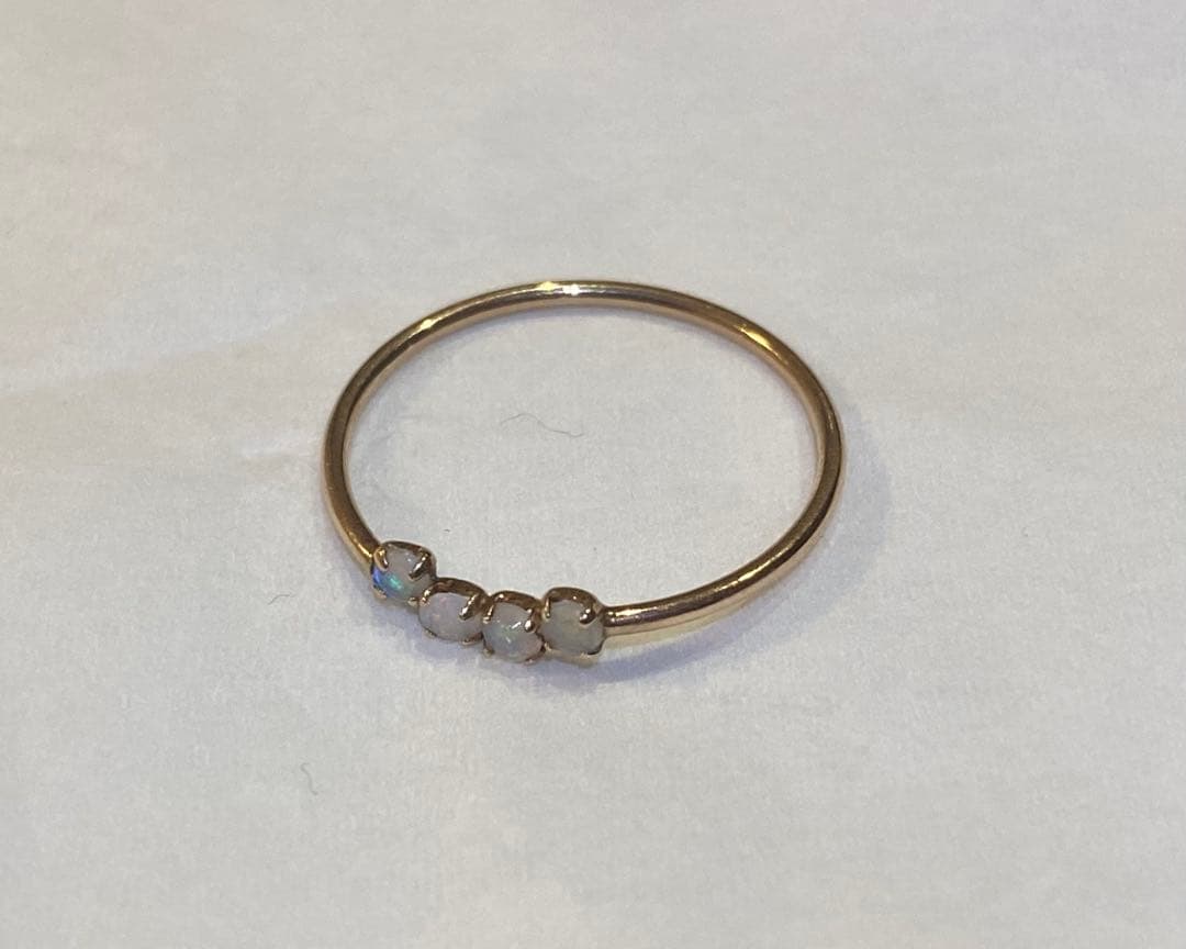 【値下】agete K10 11号リング４粒 オパールリング 【販売証明書付き】