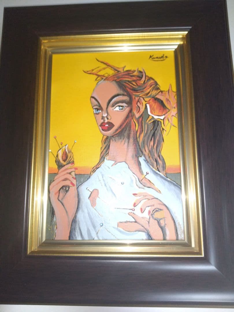 金子国義、絵画、油彩、SM号、暁オ閉じる女、新品額縁、肉筆、鴨居玲、高塚省吾。