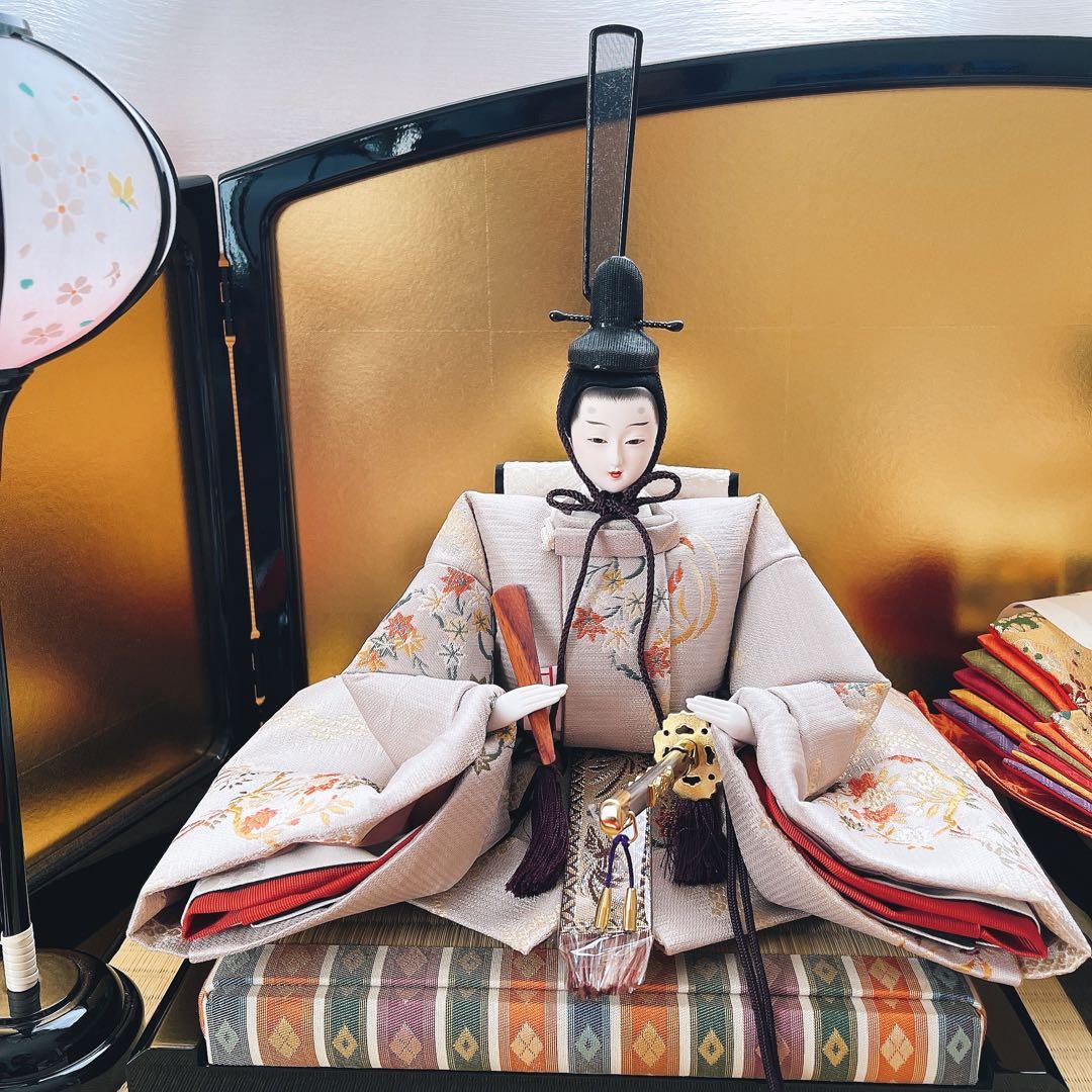 雛人形 親王飾りほぼ新品！吉兆雛 柴田家千代 花飾り 提灯付き