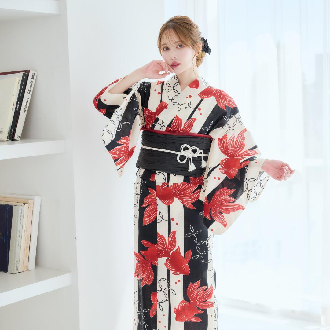 新品 浴衣 セット 浴衣セット ゆかた レディース 大人 金魚柄 Y5-17
