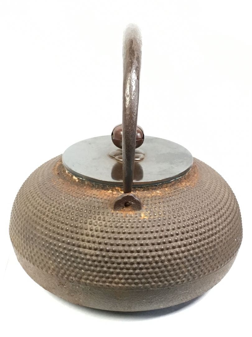 S167平丸霰地紋 鉄瓶 釜師 佐藤浄清造 共箱 茶道具