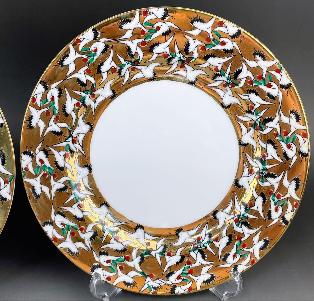 【希少】九谷焼 1000クレーン 鶴 カップ ソーサー 2プレート セット