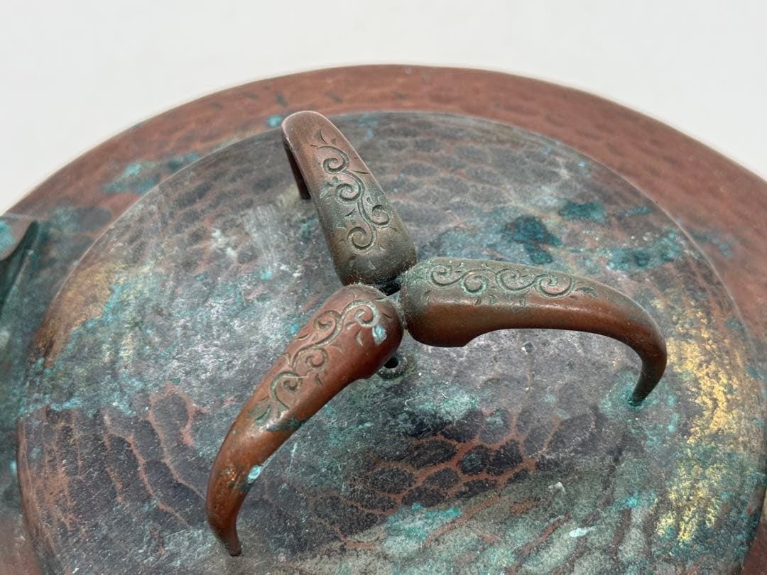 時代　銅製　塗金鎚起　銅水注　約2.5kg 茶道具　在銘　送料込み251219