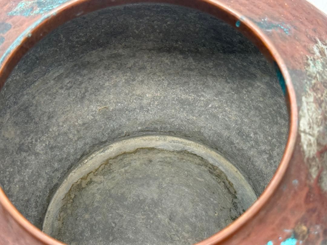 時代　銅製　塗金鎚起　銅水注　約2.5kg 茶道具　在銘　送料込み251219