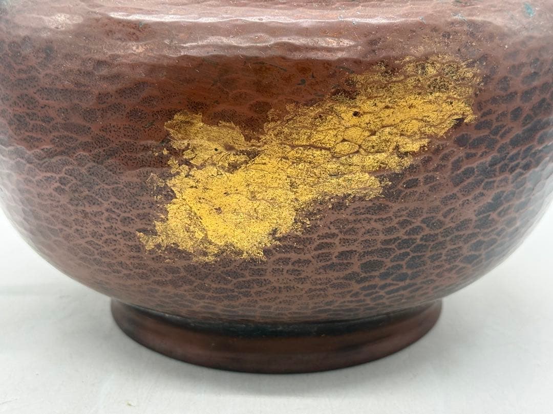 時代　銅製　塗金鎚起　銅水注　約2.5kg 茶道具　在銘　送料込み251219