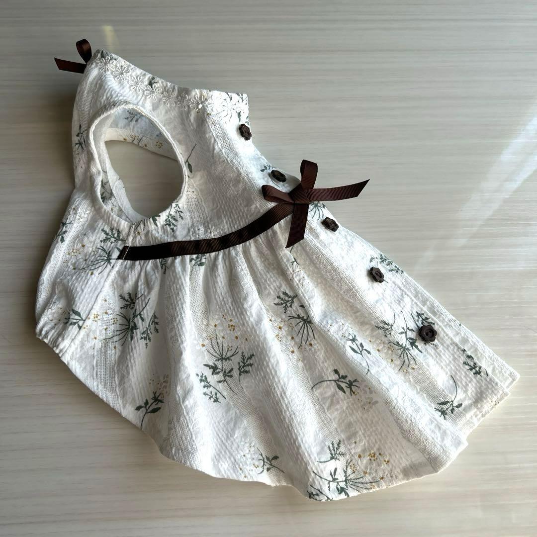 No.119  犬服ハンドメイド　背中開きワンピース　ホワイト