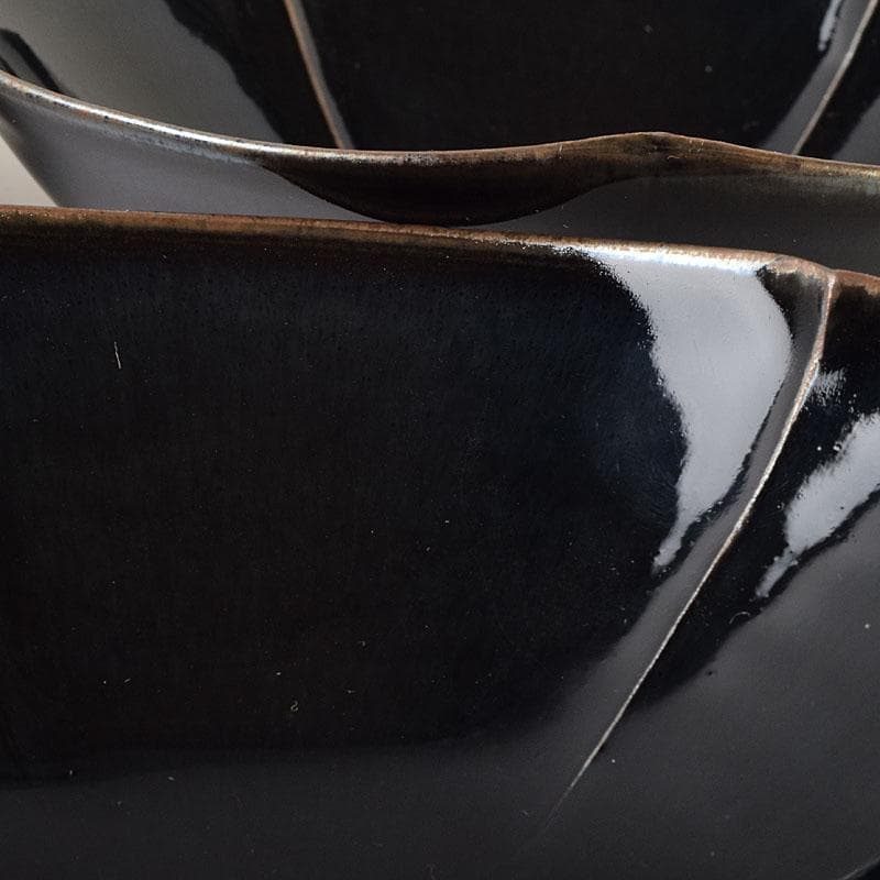 和食器　常滑焼　轍窯　久田重義作　天目組鉢　五客　共布共箱　V　R9221