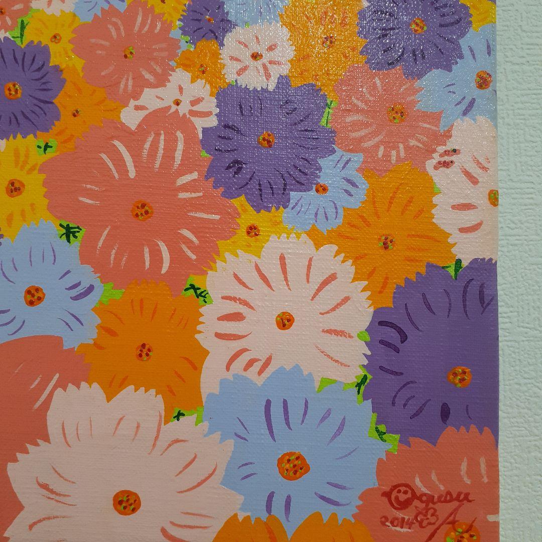 ハッピーコスモス畑　F6号キャンバス　アクリル絵の具　画家　小楠アキコ作品