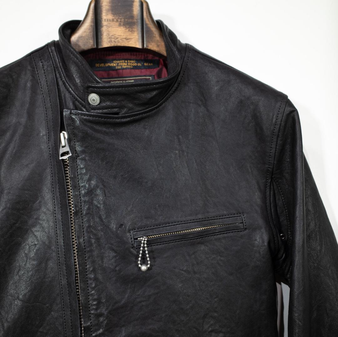 EGO TRIPPING ゴートレザー ライダースジャケット 48 黒 革ジャン