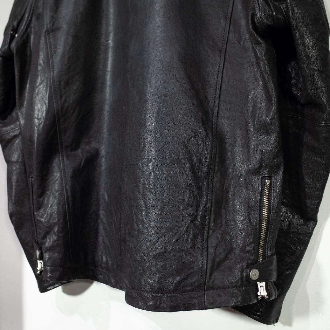 EGO TRIPPING ゴートレザー ライダースジャケット 48 黒 革ジャン