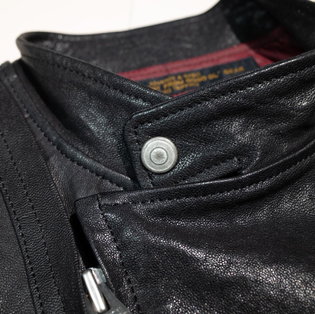 EGO TRIPPING ゴートレザー ライダースジャケット 48 黒 革ジャン