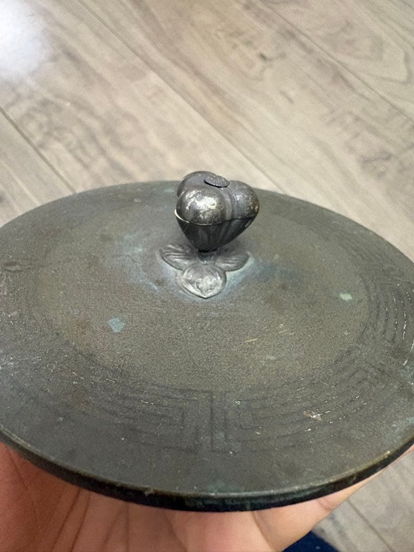 平安 光玉堂造 鉄瓶の蓋のみ 茶道具 茶器 お茶 伝統 工芸 銅蓋 銀摘