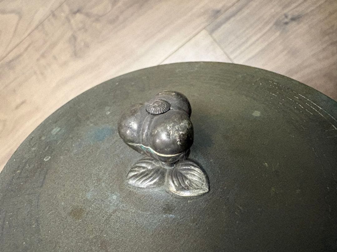 平安 光玉堂造 鉄瓶の蓋のみ 茶道具 茶器 お茶 伝統 工芸 銅蓋 銀摘