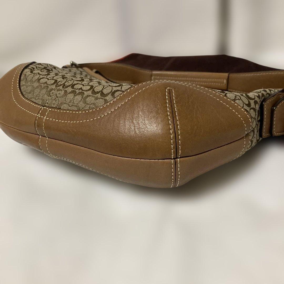 【美品】COACHミニシグネチャーホーボーワンショルダーバッグSOHO★6351