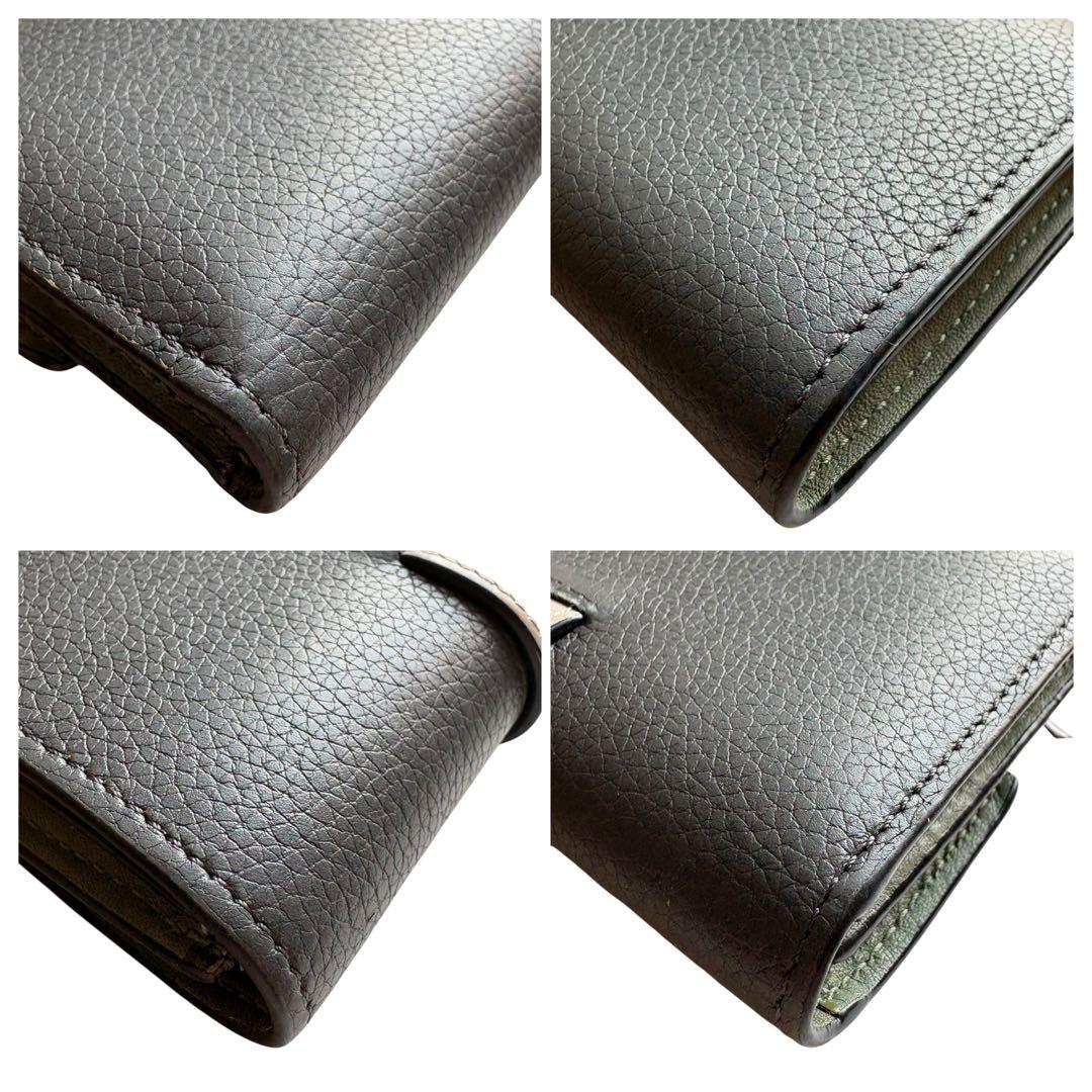 美品　ロエベ　バーティカルウォレット　スモール　三つ折り　レザー　ダークグレー