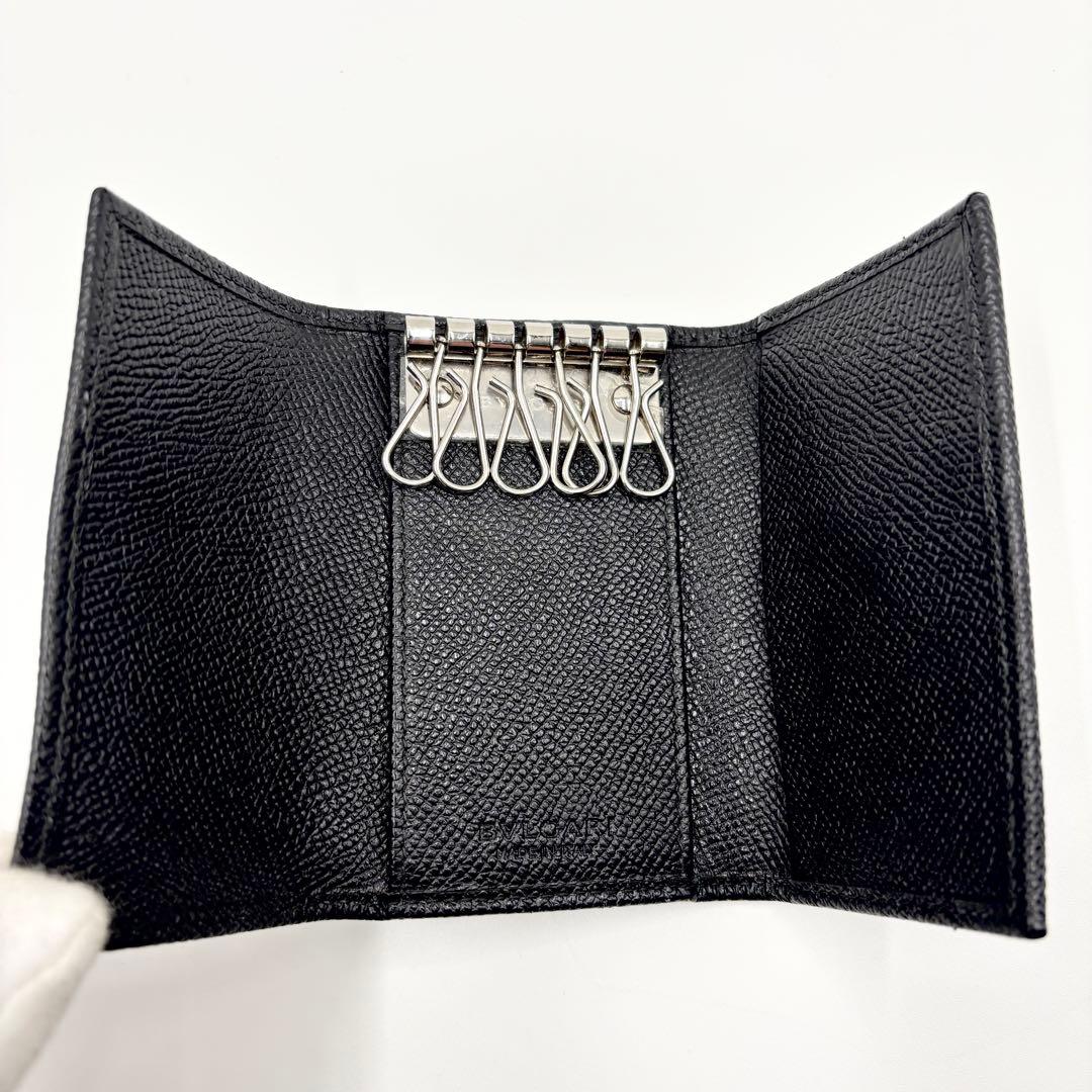 付属品完備✨️ブルガリ ロゴクリップ 6連レザーキーケース 黒 シルバー金具