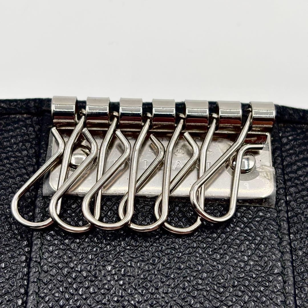 付属品完備✨️ブルガリ ロゴクリップ 6連レザーキーケース 黒 シルバー金具