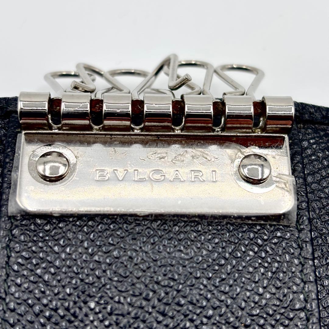 付属品完備✨️ブルガリ ロゴクリップ 6連レザーキーケース 黒 シルバー金具