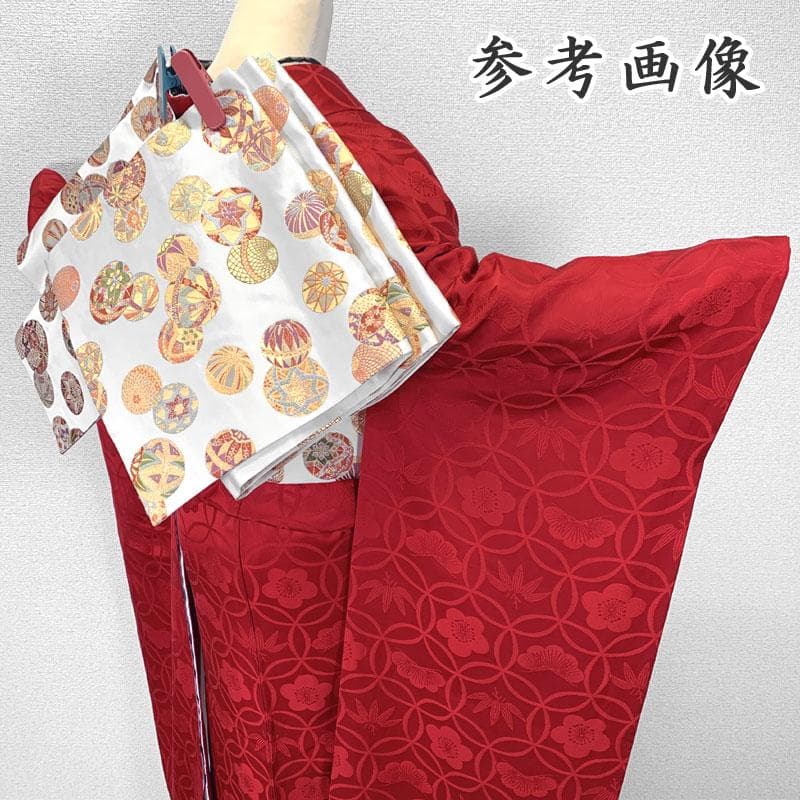 509z20〇三松取扱い 花がぁる 色無地振袖 地紋 松竹梅 赤〇成人式 結婚式