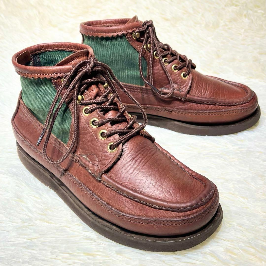 超希少！☆ラッセルモカシン　ショート サファリ 25㎝　本革　ブラウン×グリーン