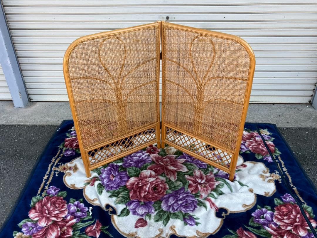 藤★ラタン★ロータイプ★パーテーション★2連折りたたみ★衝立