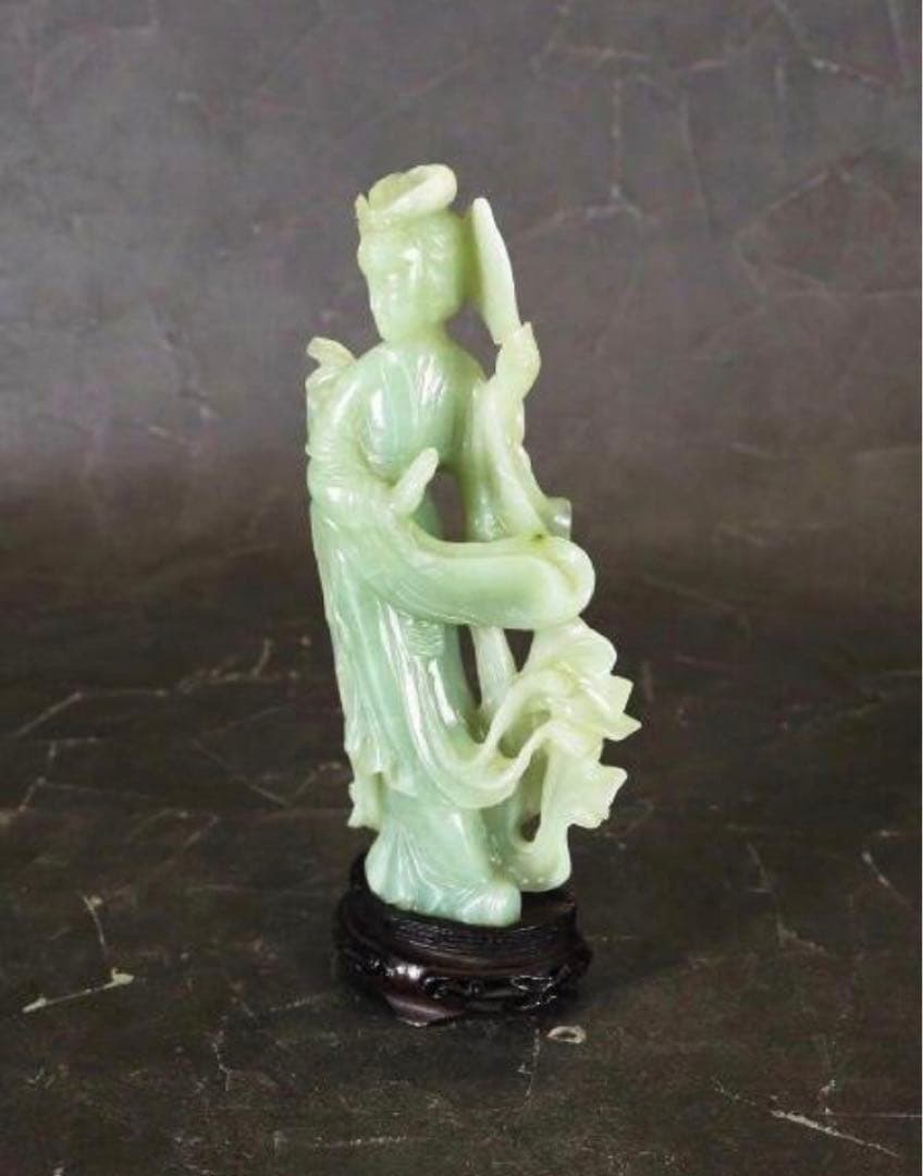 【大珍品】 玉石 中国古玩 天然石 天女 オブジェ 高さ25cm 置物 彫刻