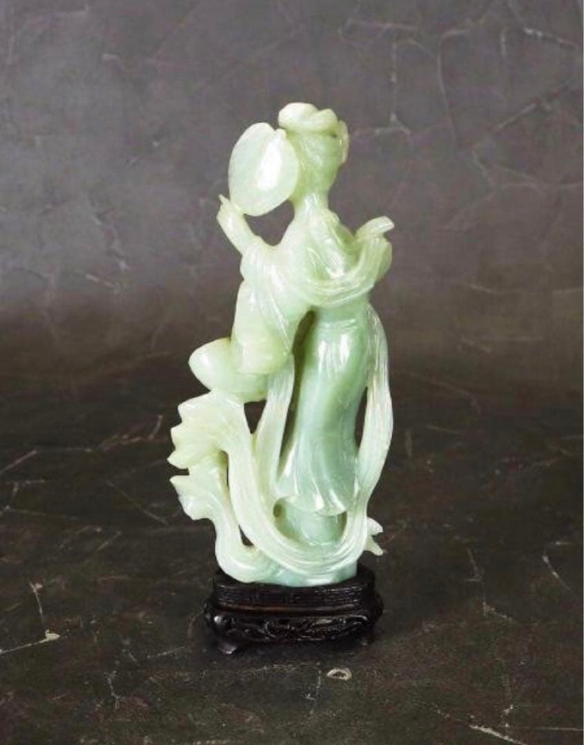 【大珍品】 玉石 中国古玩 天然石 天女 オブジェ 高さ25cm 置物 彫刻