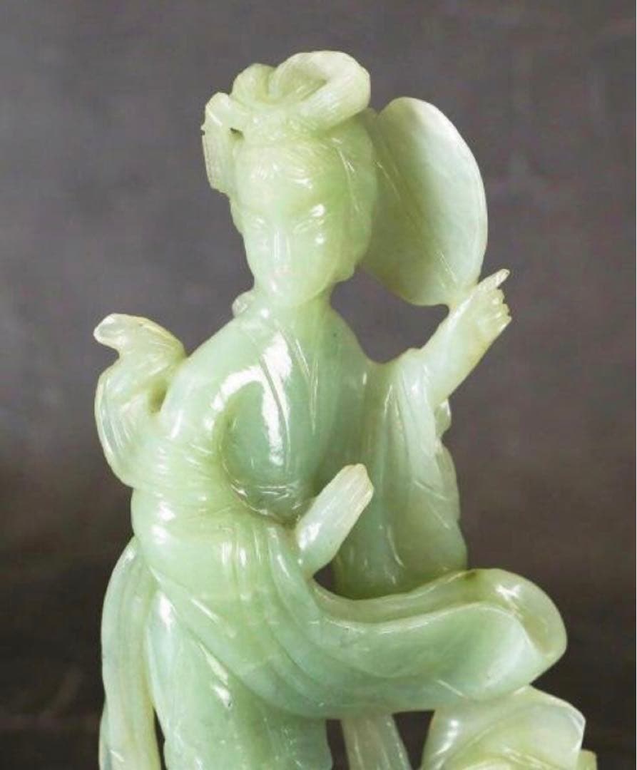 【大珍品】 玉石 中国古玩 天然石 天女 オブジェ 高さ25cm 置物 彫刻