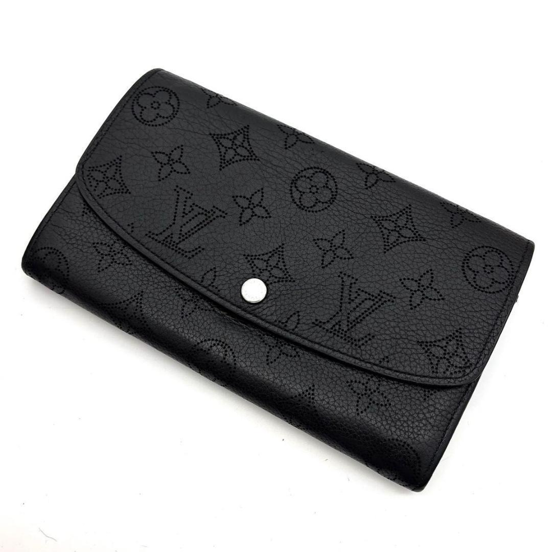 ルイヴィトン マヒナ ポルトフォイユ イリス 二つ折り 長財布 黒 ノワール