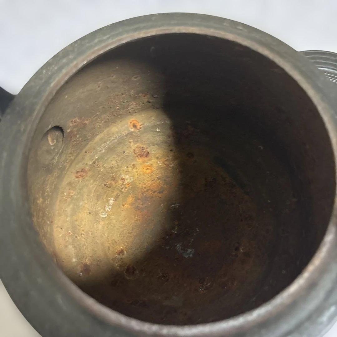 南部鉄器耕分堂鋳鉄製 大鉄瓶 3Lアラレ模様