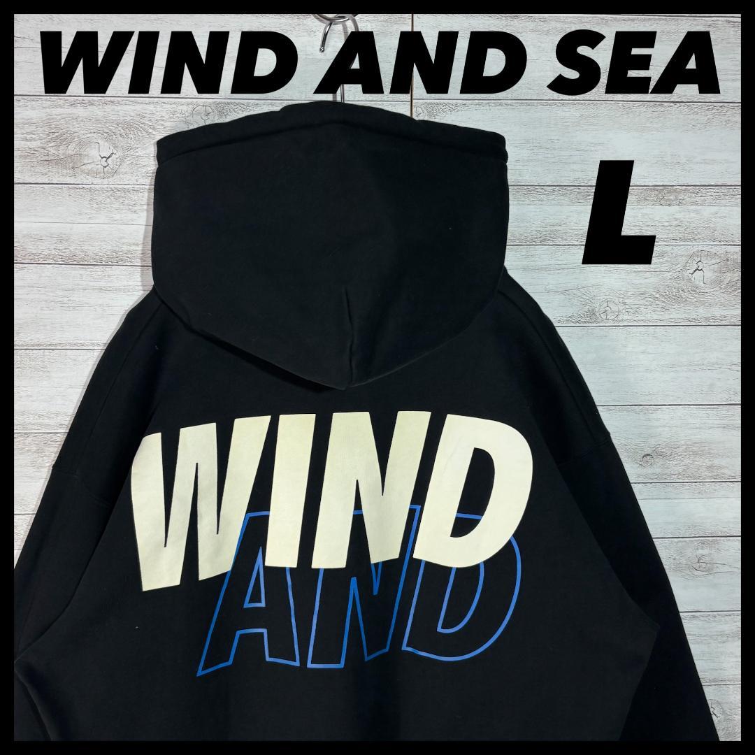 WIND AND SEA ビッグロゴ バックプリント パーカー L ブラック