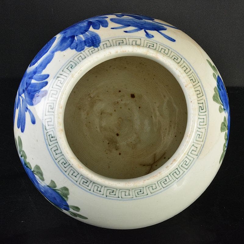 朝鮮美術　李朝　色絵　花文　壺　M　R7348B