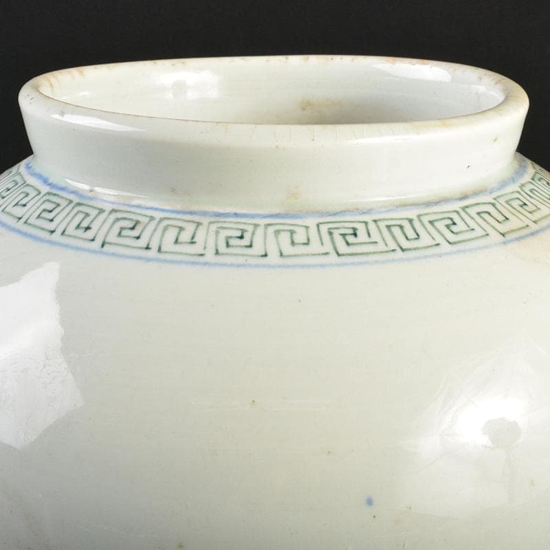 朝鮮美術　李朝　色絵　花文　壺　M　R7348B