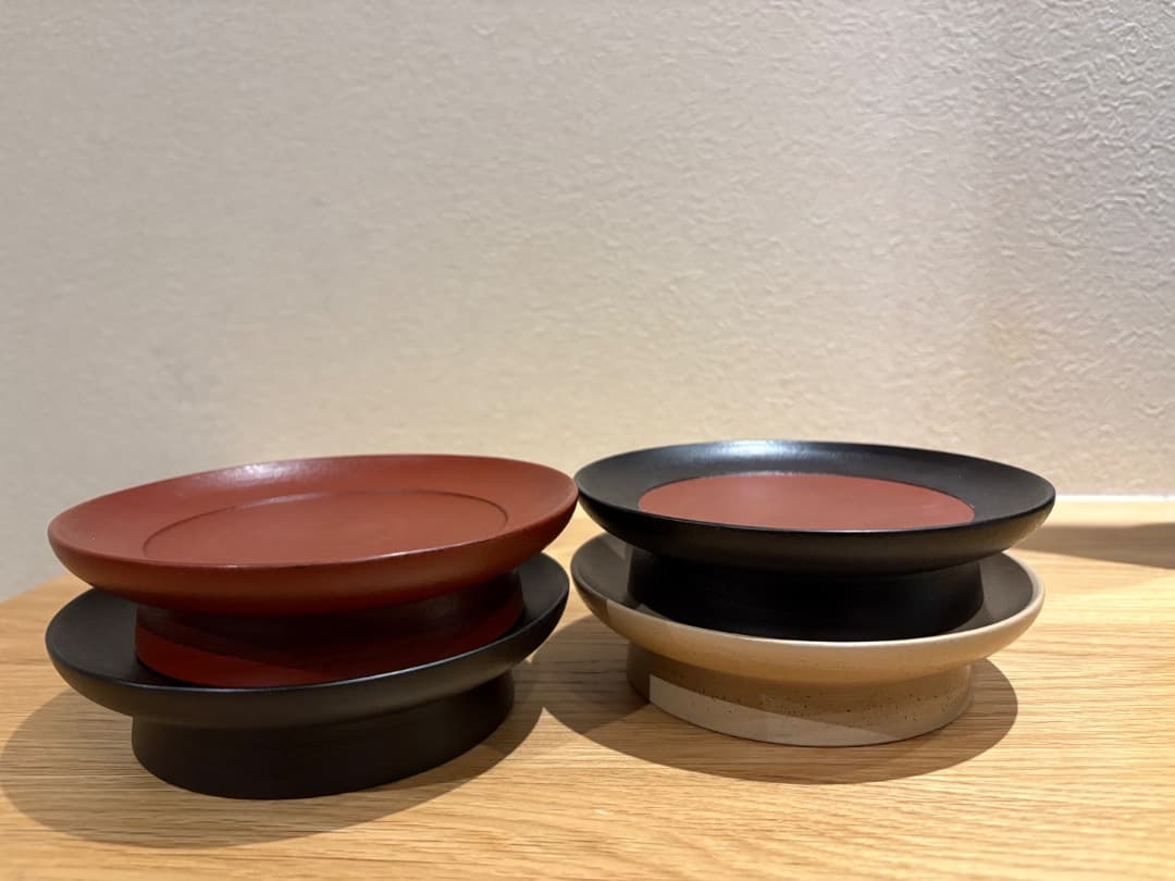 赤木明登 茶の小皿セット／黒・赤・日の丸・白