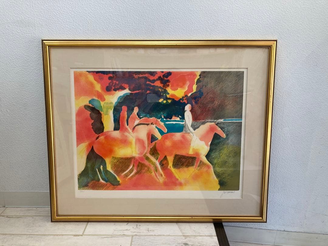 ギヤマン　「馬にのる人」　リトグラフ