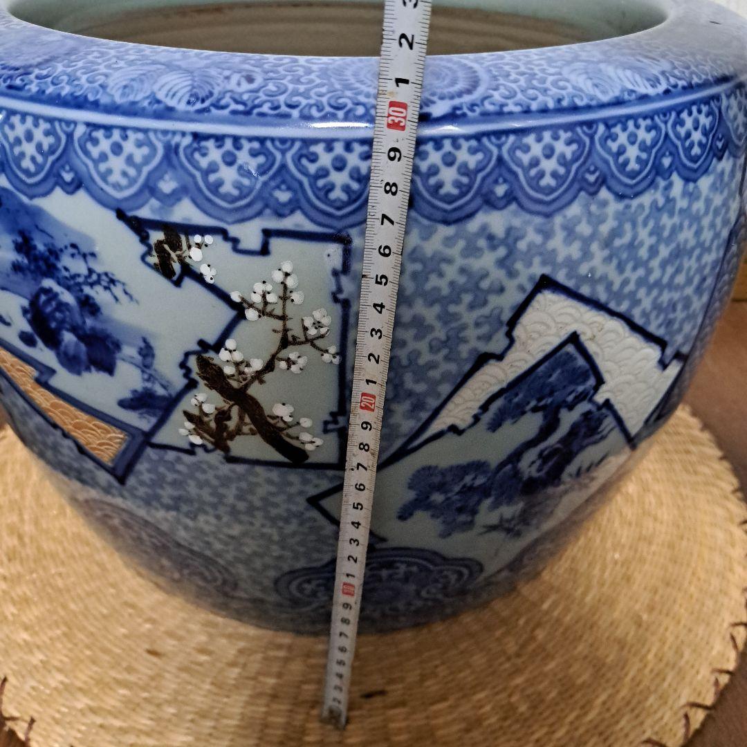 最終値下げしました❗明治～大正レトロ「藍色柄・丸火鉢」