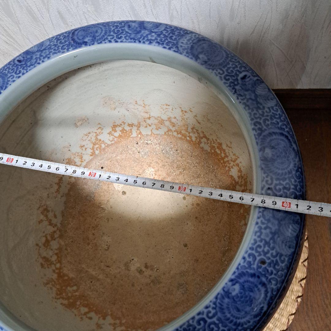 最終値下げしました❗明治～大正レトロ「藍色柄・丸火鉢」