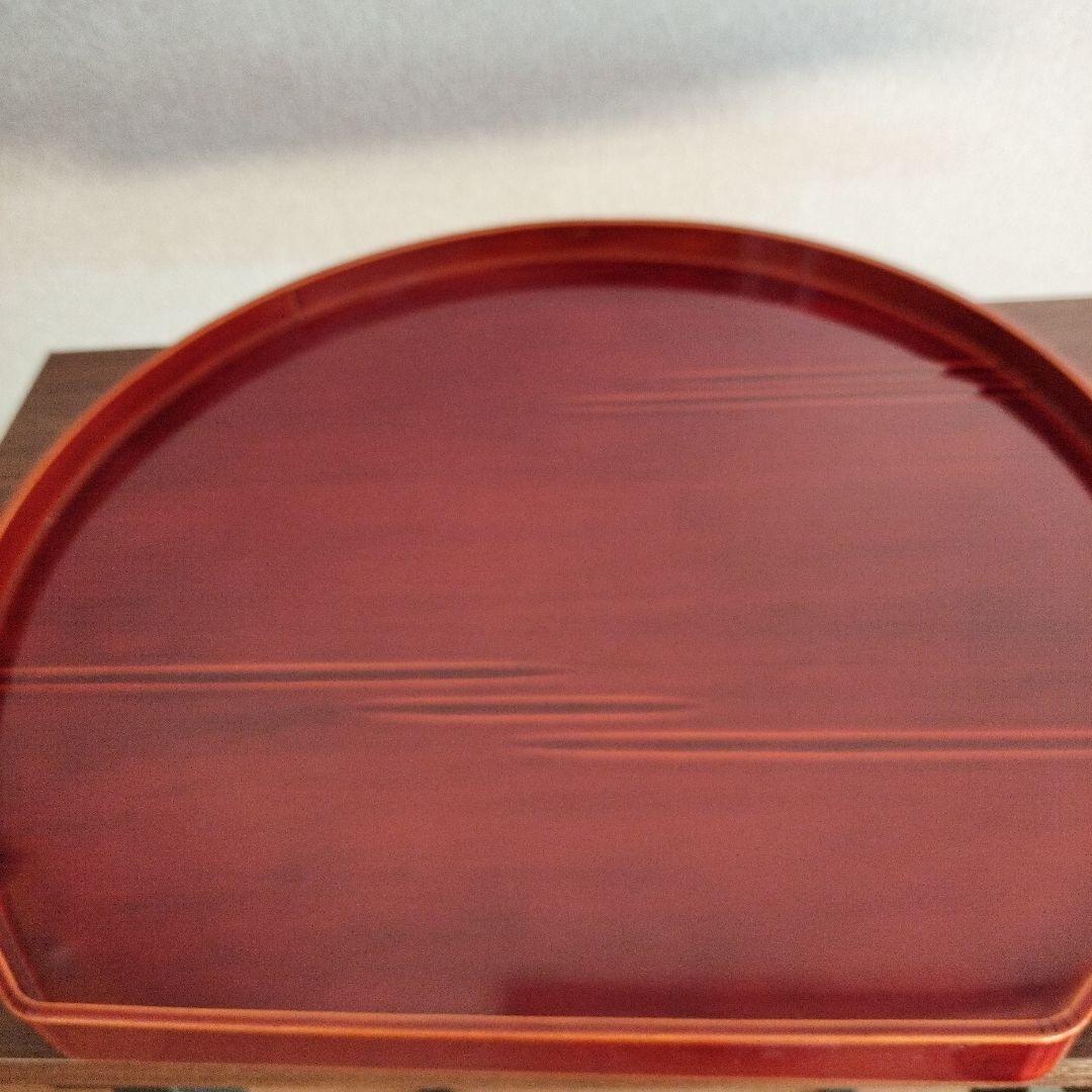 美品 【飛騨春慶塗 半月盆】膳 トレイ 天然木 漆塗 懐石 茶道具　5枚セット