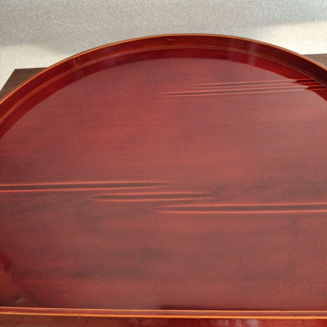 美品 【飛騨春慶塗 半月盆】膳 トレイ 天然木 漆塗 懐石 茶道具　5枚セット