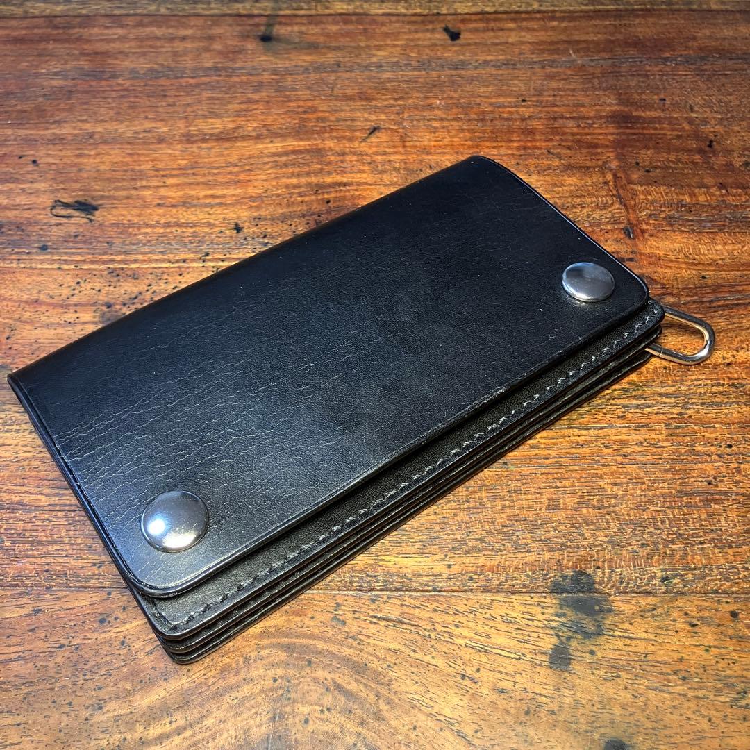 yonx様オーダー品 ミドルトラッカーウォレット　ブラック　国産本革