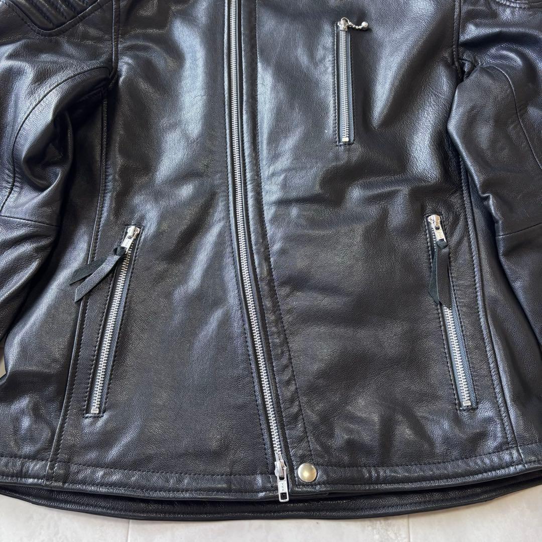 【美品】KADOYA ゴートレザーセミダブルジャケット FENNEL Lサイズ