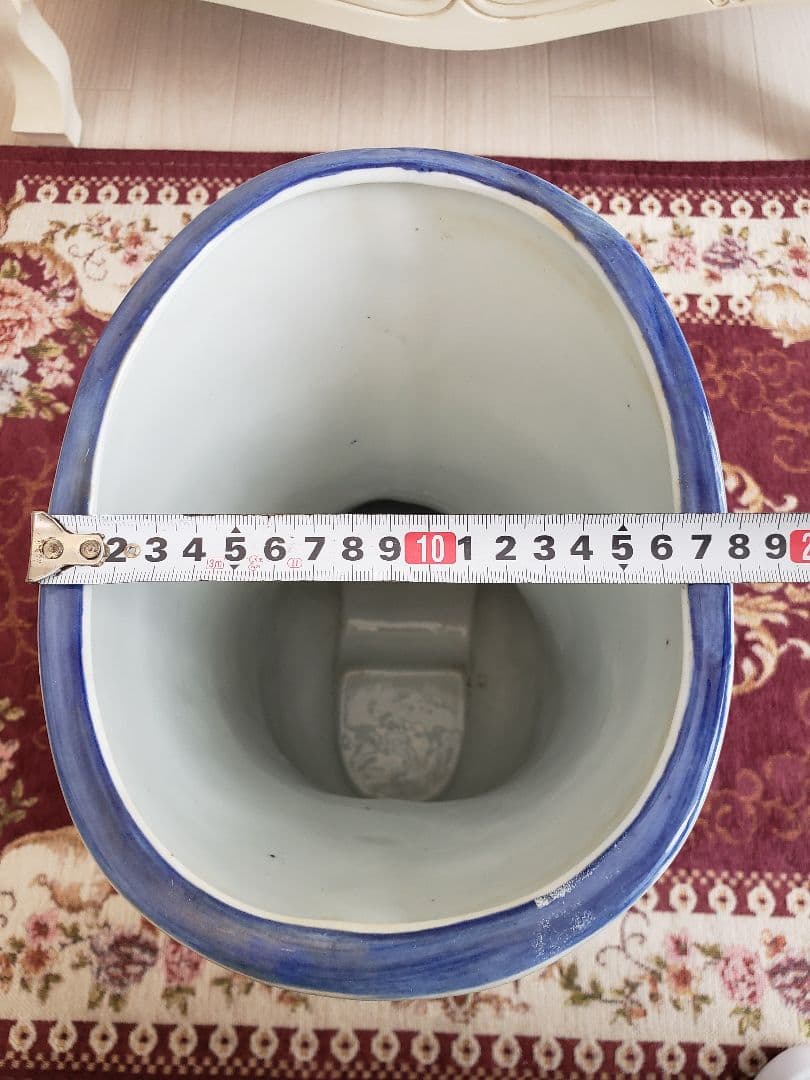 染付 アンティーク 陶器 骨董 浪漫 ガーデニング 花器 フラワーベース 傘立て