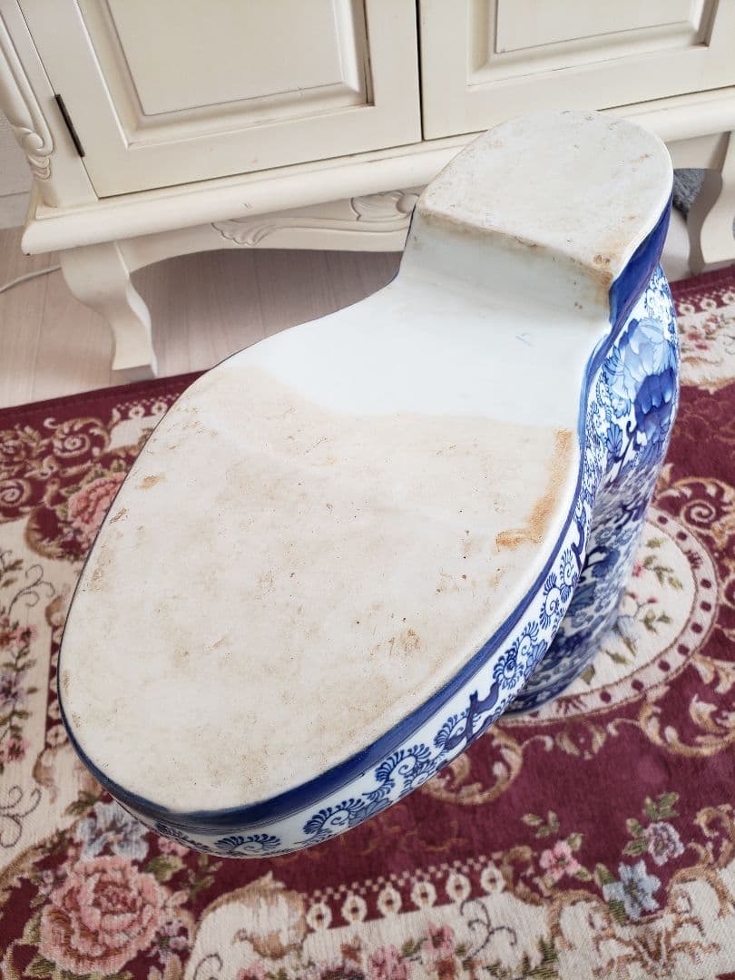 染付 アンティーク 陶器 骨董 浪漫 ガーデニング 花器 フラワーベース 傘立て