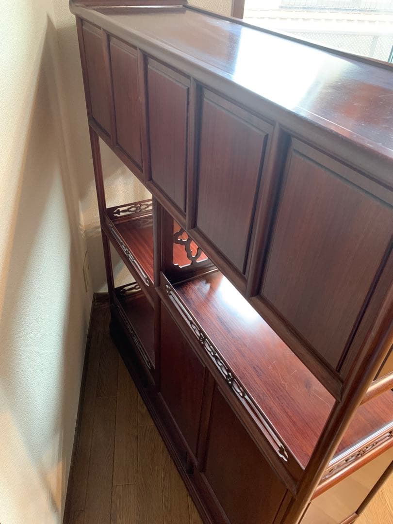 螺鈿細工 茶箪笥 昭和レトロ シェルフ 茶棚 貝 手作り 古道具