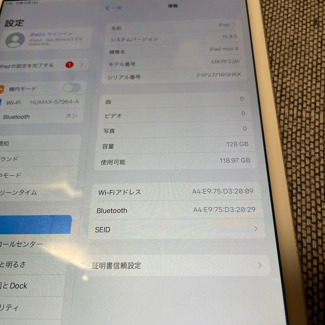 iPad本体 iPad mini4 128GB