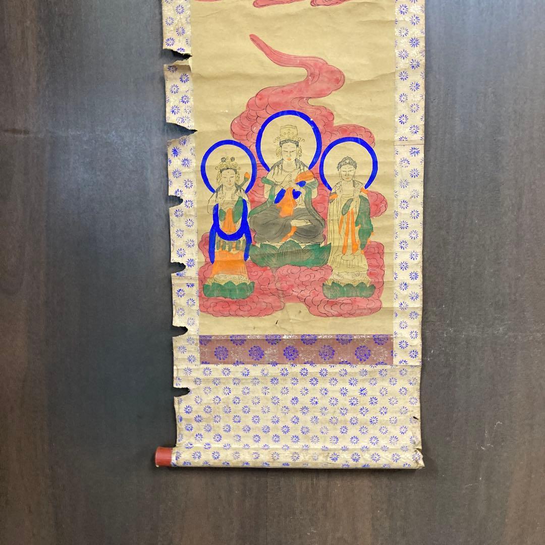 古美術 骨董 アンティーク 仏画 掛け軸 軸装 仏教美術 仏像 菩薩 梵字 古画