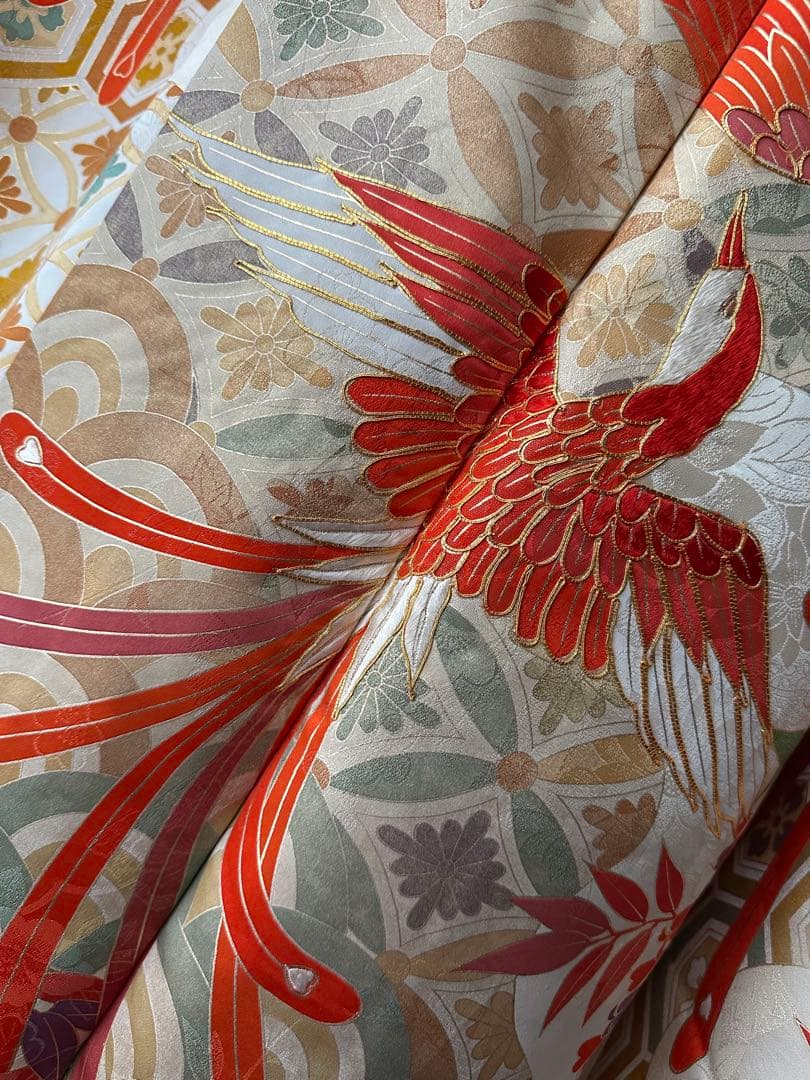 excite 振袖&袴フルセット クリームホワイト アイボリー 鳳凰 金駒