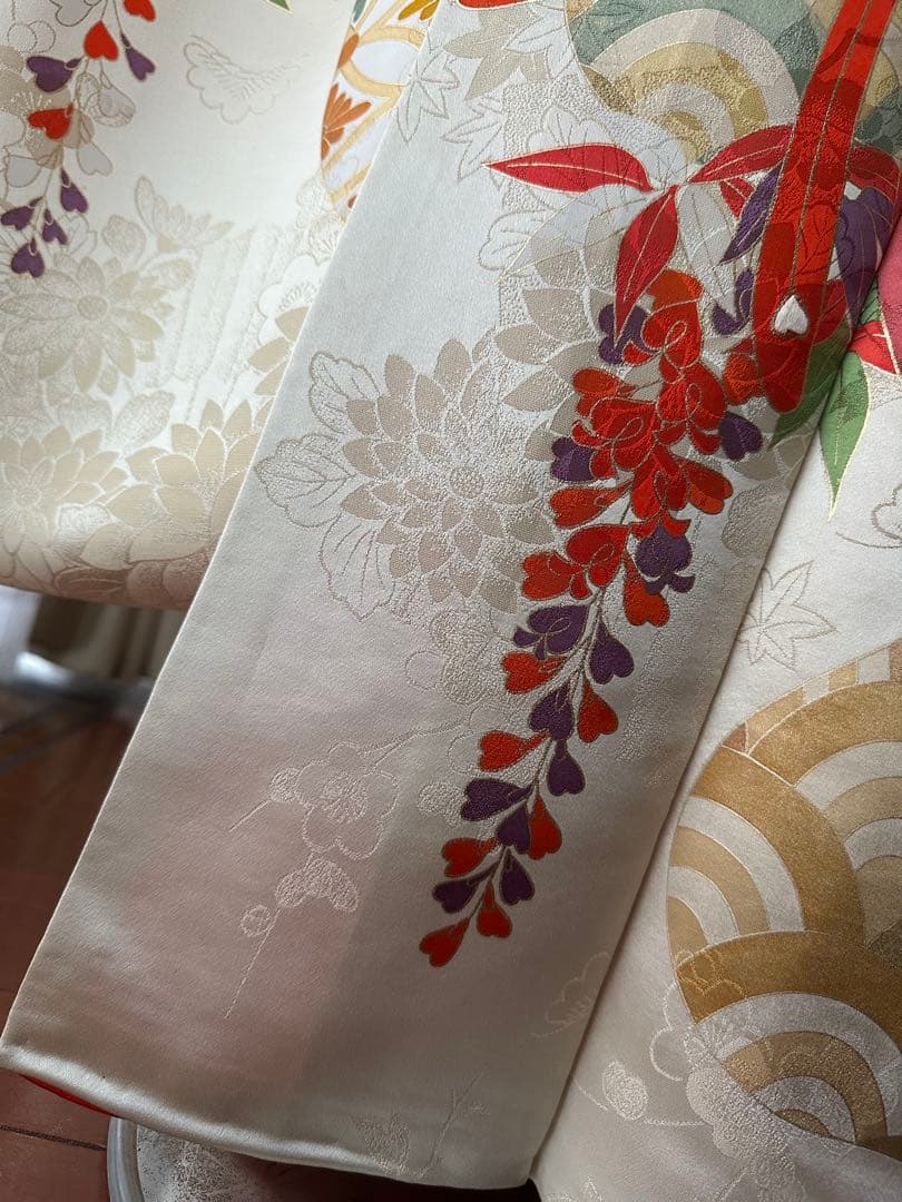 excite 振袖&袴フルセット クリームホワイト アイボリー 鳳凰 金駒