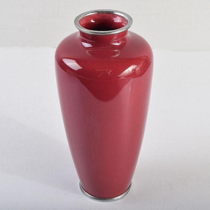 七宝焼　田村七宝工芸　カトレア文　花瓶　共箱　V　R9421